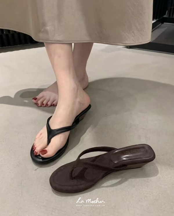 楔型麂皮夾腳拖鞋(4CM/正常版)